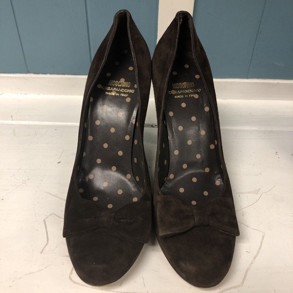 Moschino Cheap and Chic Womens Brown Suede Bow Accents Heels Shoes Bow US 8 / 39 - Picture 3 of 10